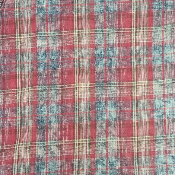 love, FIRE Medium Pink Blue Plaid Button Up Shirt Top - Picture 2 of 6